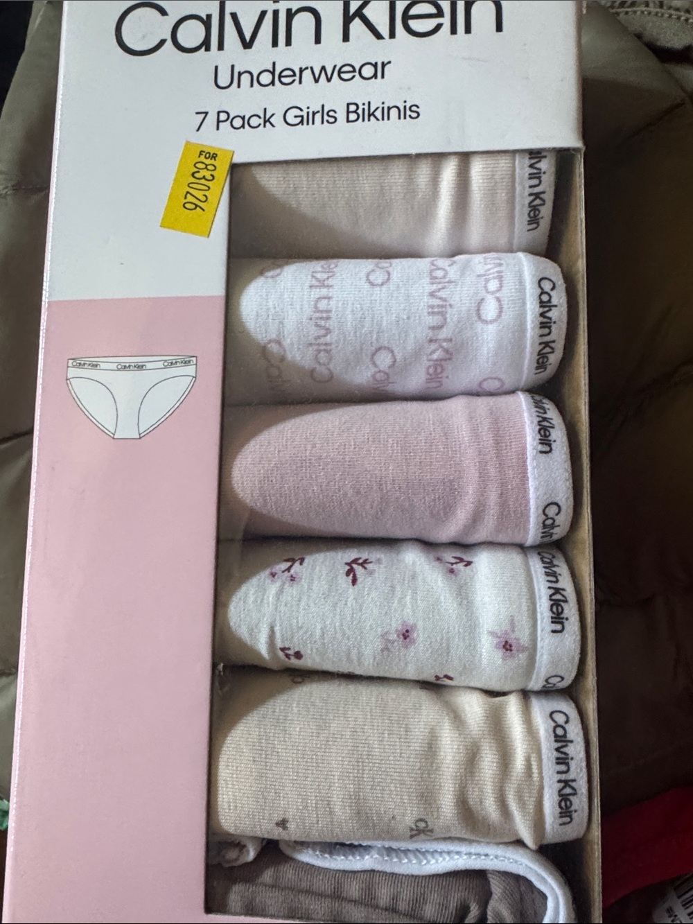 Calvin Klein Girls' Bikini 7-Pack – Pink, White, Cream